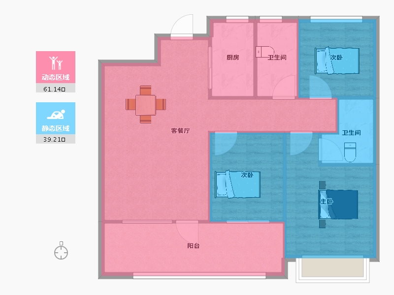 山东省-青岛市-金沙乐府A区A-1地块4号楼,A区A-1地块7号楼,A区A-1地块8号楼,A区A-1地块-92.00-户型库-动静分区