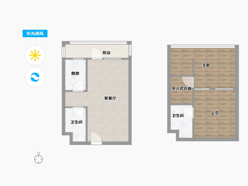 山东省-青岛市-东方时尚中心尚合42号楼建面47m²-75.21-户型库-采光通风