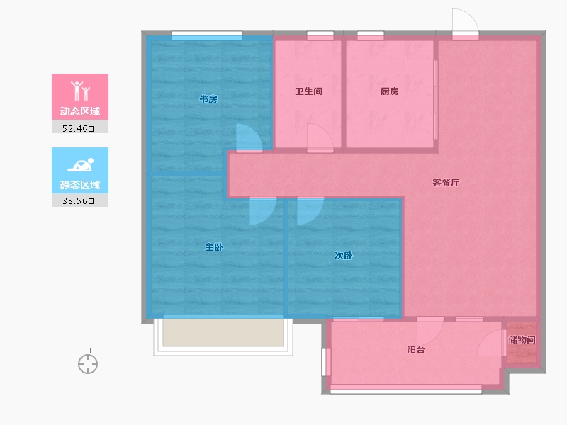 山东省-青岛市-保利源诚领秀山9号楼建面98m²-78.40-户型库-动静分区