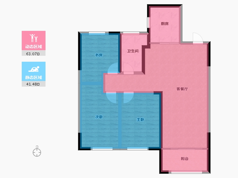 山东省-青岛市-千业新城建面117㎡-93.60-户型库-动静分区