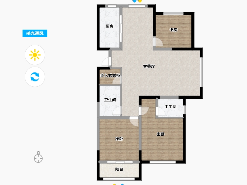 山东省-青岛市-千业新城建面139㎡-111.20-户型库-采光通风