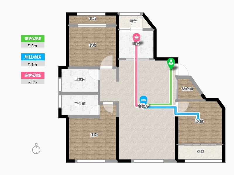 山东省-青岛市-千业新城建面141㎡-112.80-户型库-动静线