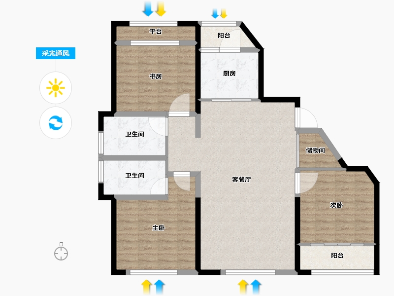 山东省-青岛市-千业新城建面141㎡-112.80-户型库-采光通风