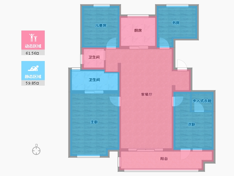 山东省-青岛市-和达龙润路建面166㎡-108.00-户型库-动静分区