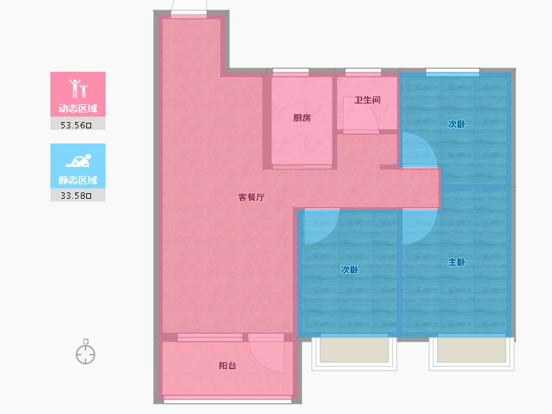 山东省-青岛市-天一仁和宸璟都会16栋建面98m²-78.41-户型库-动静分区