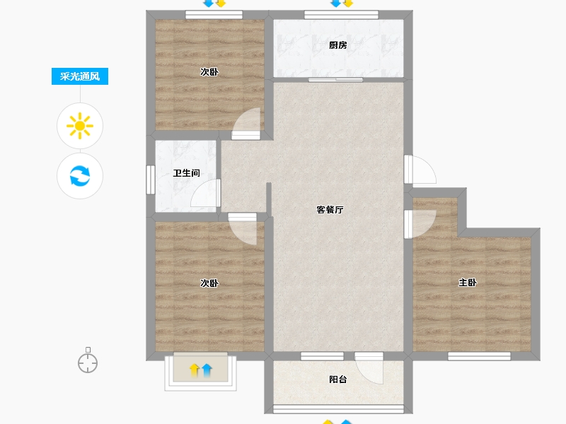 山东省-青岛市-万恒四季花城8号楼建面114m²-77.70-户型库-采光通风