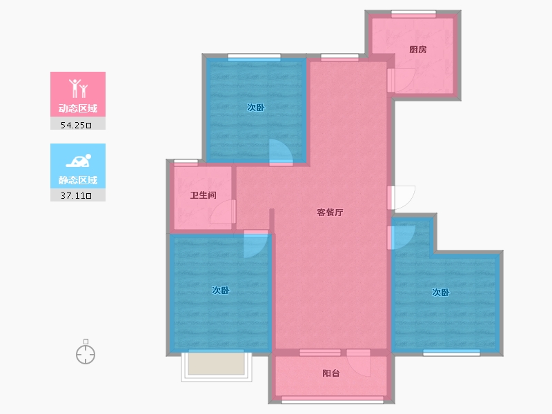 山东省-青岛市-万恒四季花城5号楼建面118m²-80.70-户型库-动静分区