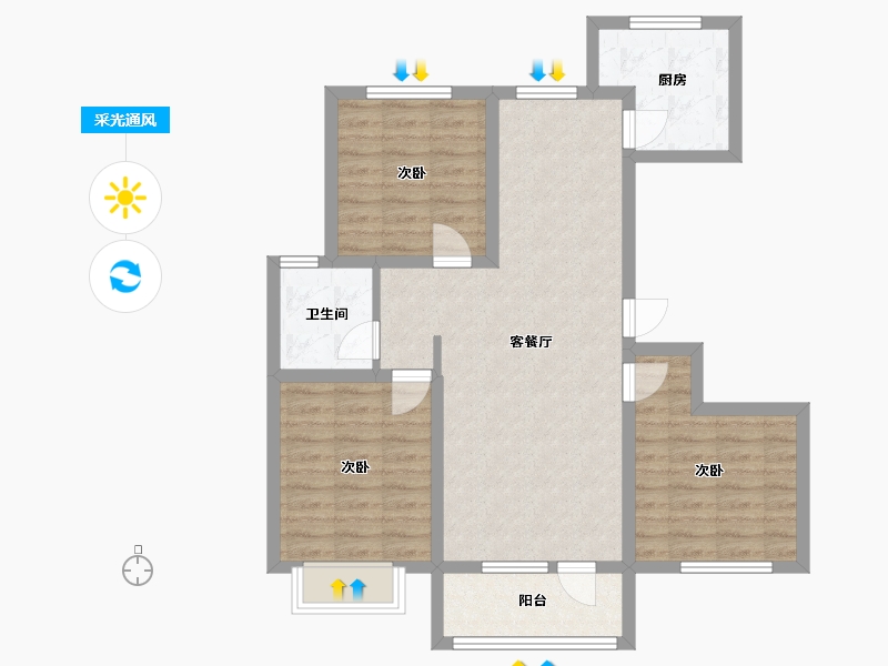 山东省-青岛市-万恒四季花城5号楼建面118m²-80.70-户型库-采光通风