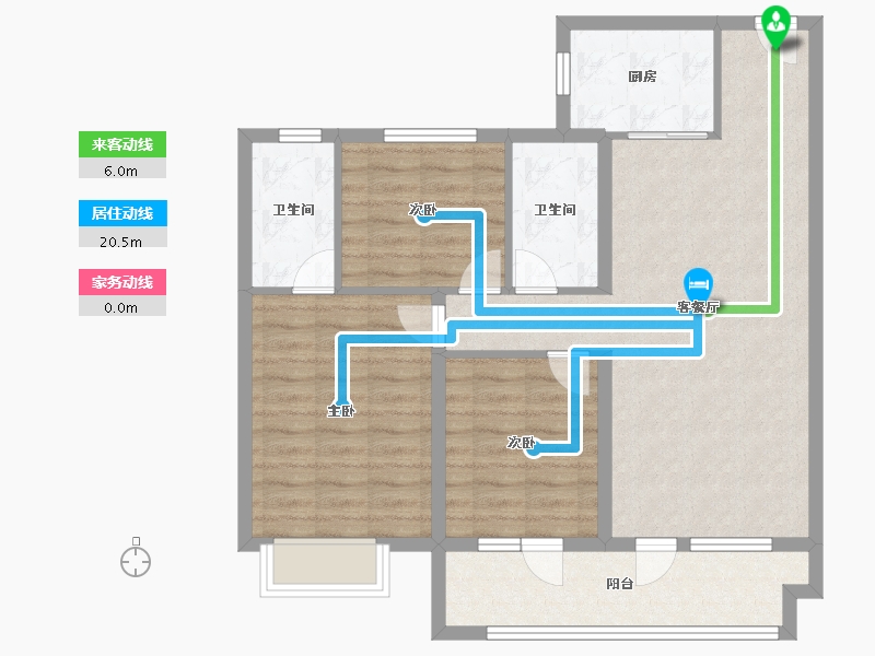 山东省-青岛市-碧桂园盛汇澜庭1号楼建面110m²-88.00-户型库-动静线