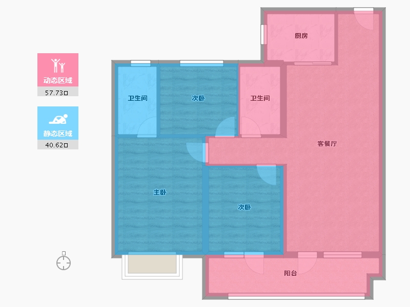 山东省-青岛市-碧桂园盛汇澜庭1号楼建面110m²-88.00-户型库-动静分区