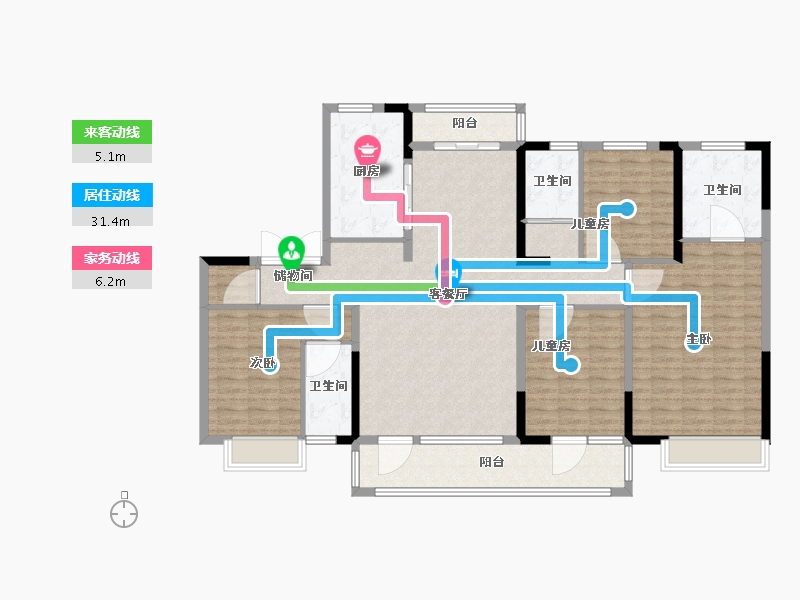 山东省-青岛市-碧桂园盛汇澜庭5号楼,7号楼建面187m²-149.60-户型库-动静线