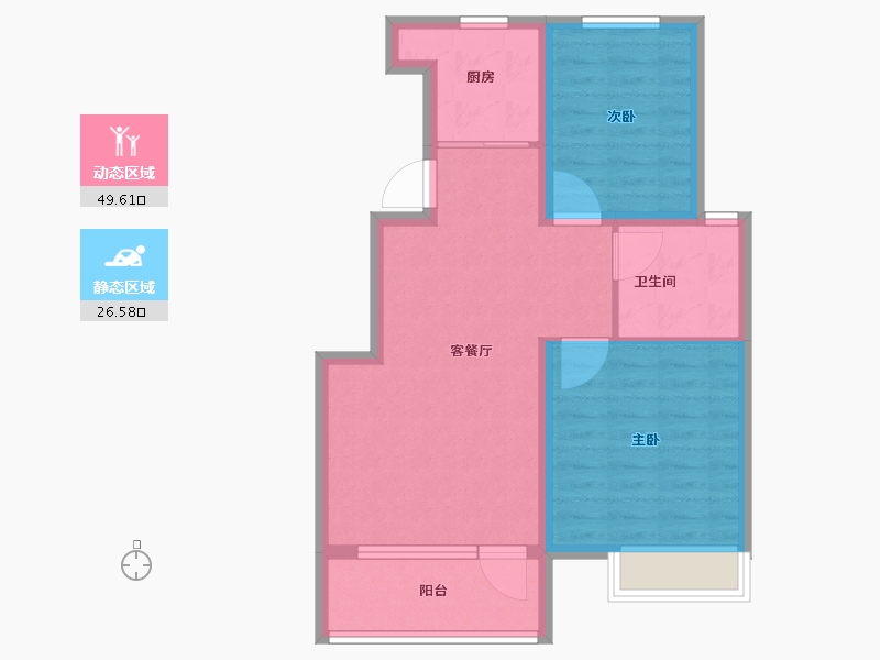 山东省-青岛市-天一仁和宸璟仟山2号楼建面85m²-68.00-户型库-动静分区