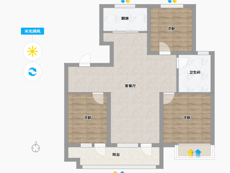 山东省-青岛市-天一仁和宸璟仟山3号楼,4号楼建面95m²-76.00-户型库-采光通风