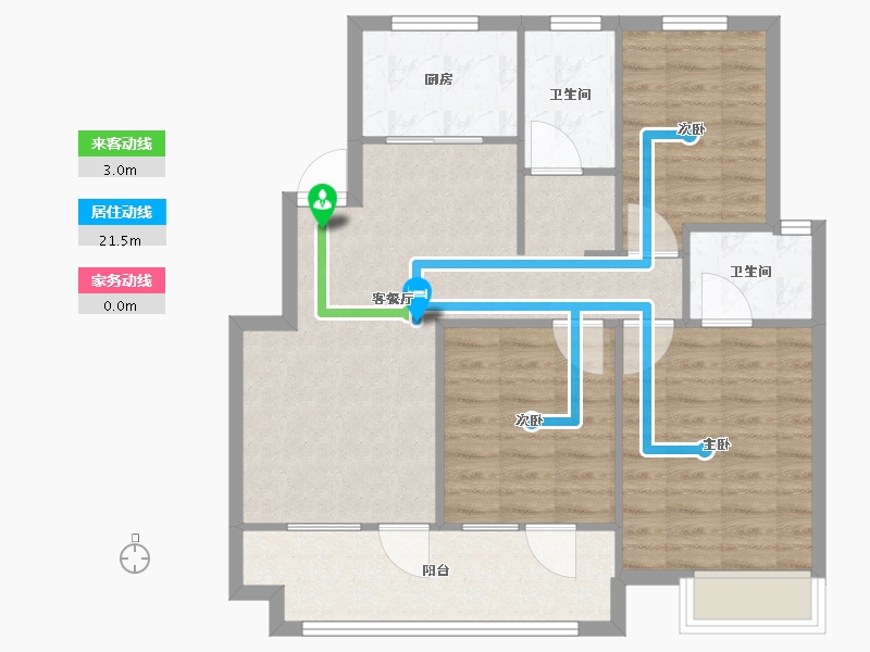 山东省-青岛市-天一仁和宸璟仟山3号楼,4号楼建面105m²-84.00-户型库-动静线