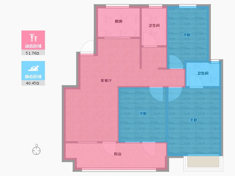 山东省-青岛市-天一仁和宸璟仟山3号楼,4号楼建面105m²-84.00-户型库-动静分区