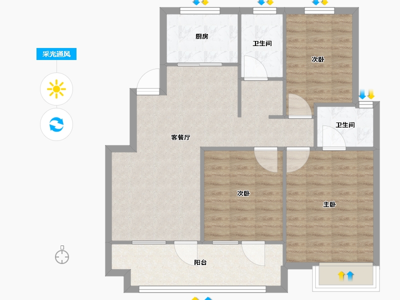 山东省-青岛市-天一仁和宸璟仟山3号楼,4号楼建面105m²-84.00-户型库-采光通风