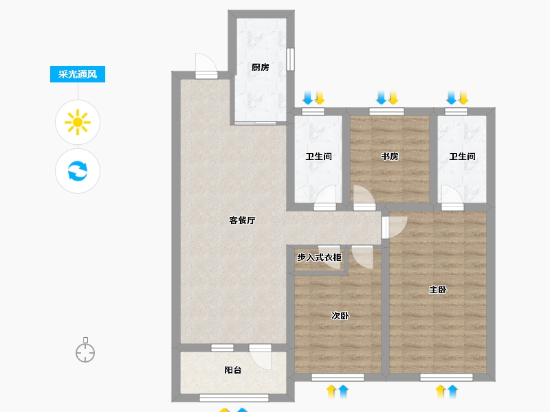 江苏省-苏州市-科技城金茂府-80.24-户型库-采光通风