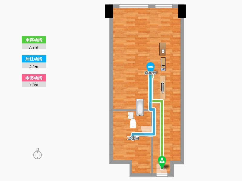 山东省-青岛市-中铁青岛中心B座B塔A-03、04、05号房户型68m²-53.53-户型库-动静线