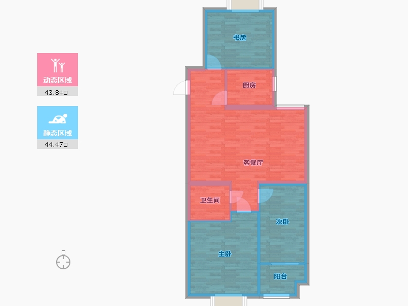 山东省-青岛市-大都汇盛元B9-3户型99m²-79.84-户型库-动静分区