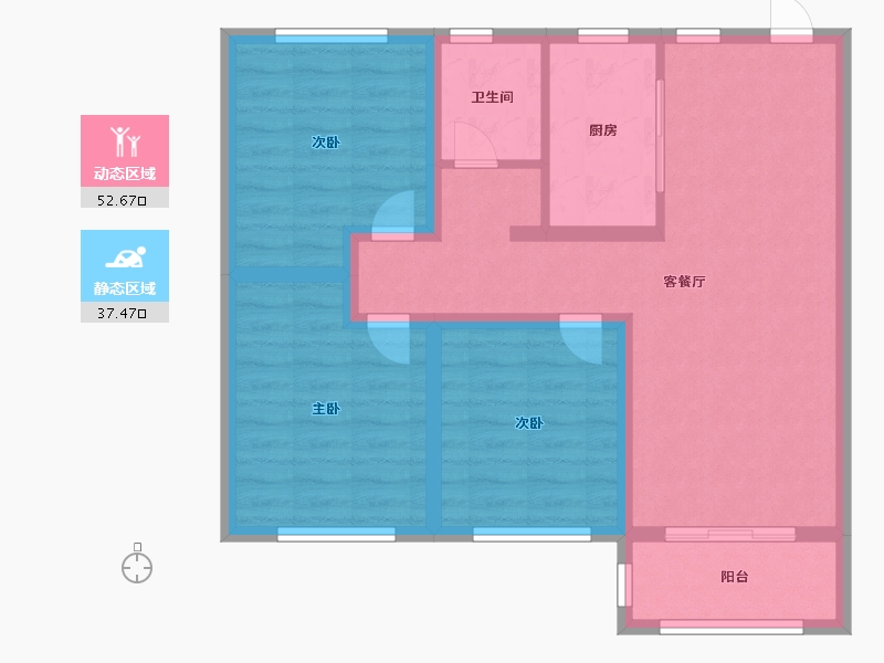 山东省-潍坊市-香港花园-80.00-户型库-动静分区