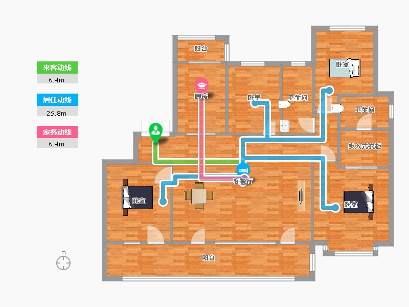 山东省-青岛市-海尔产城创世纪观邸7，8号楼D户型175m²-140.00-户型库-动静线