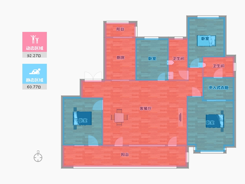 山东省-青岛市-海尔产城创世纪观邸7，8号楼D户型175m²-140.00-户型库-动静分区