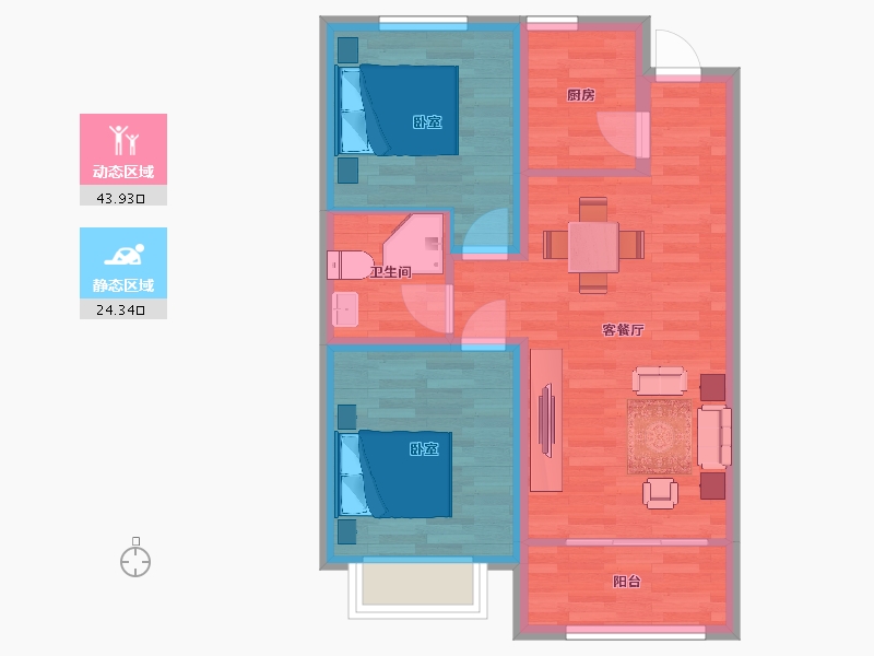 山东省-青岛市-明翠雅居77m²-60.92-户型库-动静分区