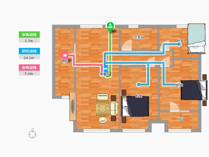 山东省-青岛市-河岸首府107m²-85.43-户型库-动静线