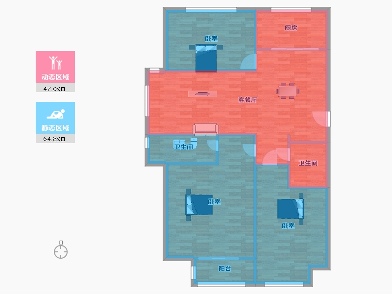 山东省-青岛市-河岸首府129m²-103.23-户型库-动静分区