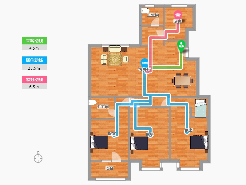 山东省-青岛市-广润熙悦D123㎡-99.31-户型库-动静线