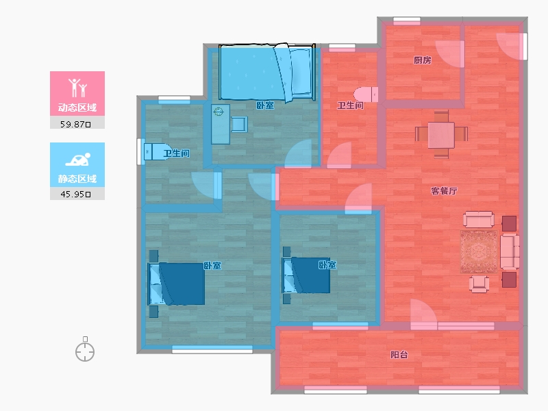 山东省-青岛市-青岛印象品117㎡-93.68-户型库-动静分区