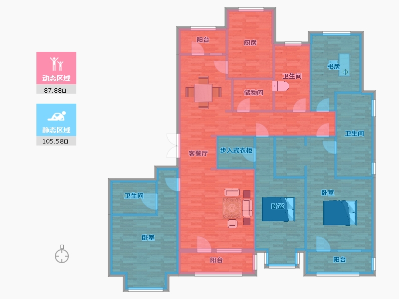 山东省-青岛市-恩马山庄-3号楼-175.99-户型库-动静分区