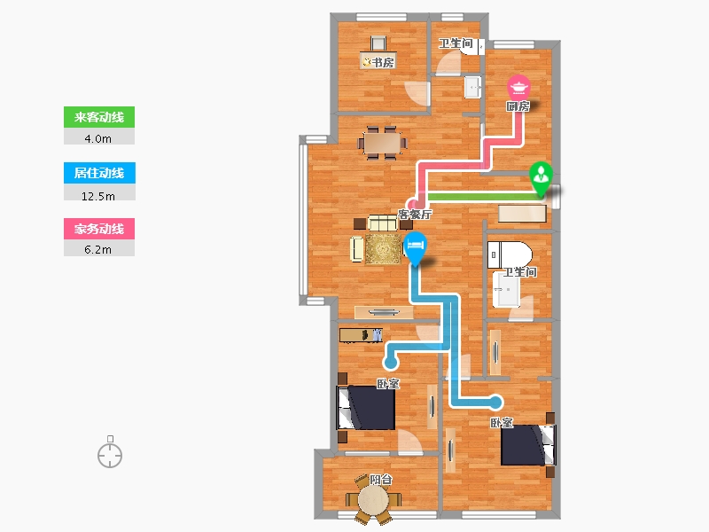 山东省-青岛市-海尔产城创翡翠云城5号楼A128m²-102.40-户型库-动静线