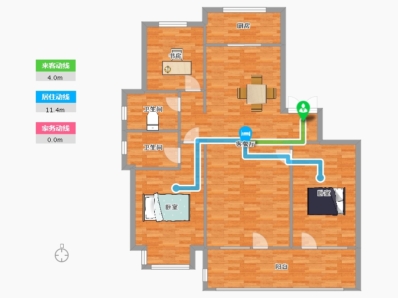 山东省-青岛市-海尔产城创翡翠云城148m²-118.01-户型库-动静线