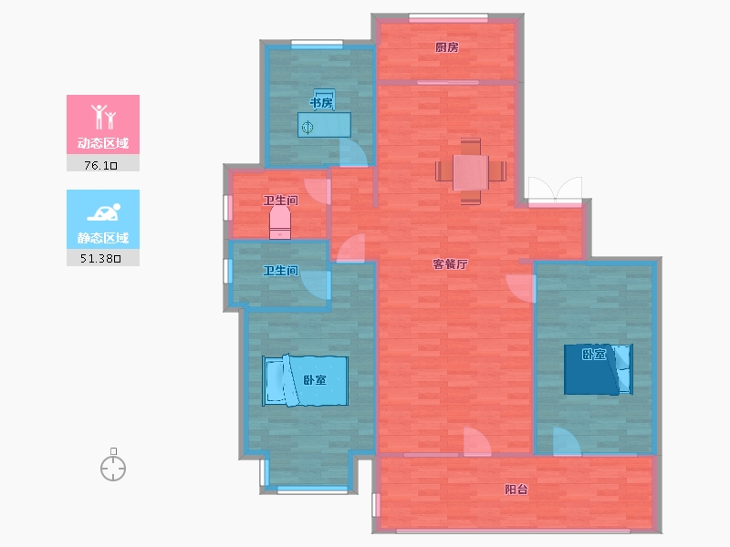 山东省-青岛市-海尔产城创翡翠云城148m²-118.01-户型库-动静分区