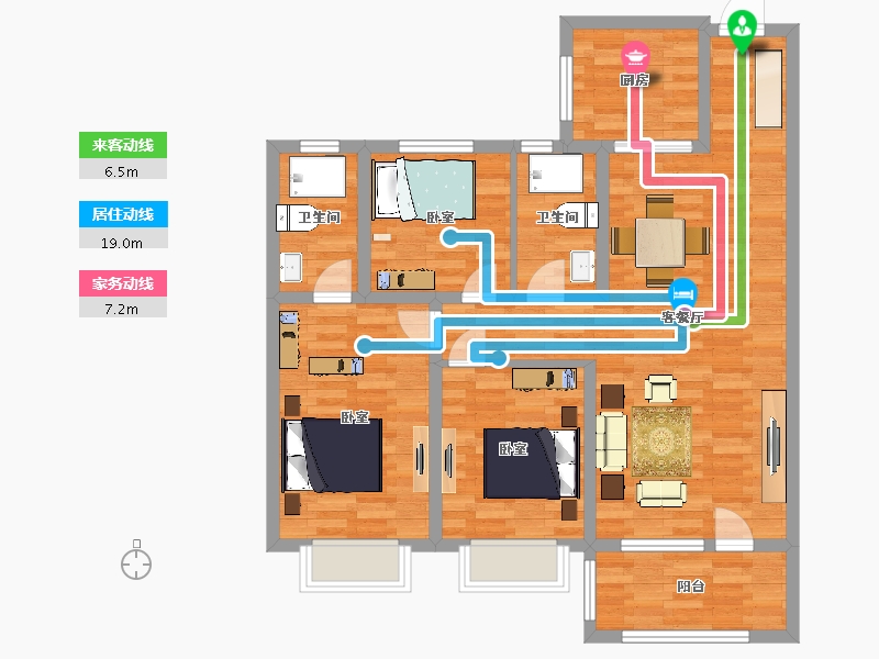 山东省-青岛市-远洋万和公馆119m²-95.00-户型库-动静线