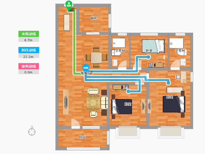 山东省-青岛市-远洋万和公馆130m²-104.13-户型库-动静线