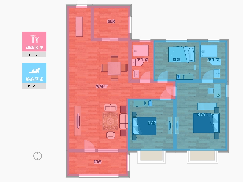 山东省-青岛市-远洋万和公馆130m²-104.13-户型库-动静分区