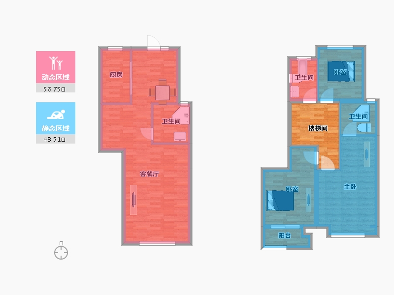 河南省-郑州市-郑州孔雀城E户型129m²-103.02-户型库-动静分区