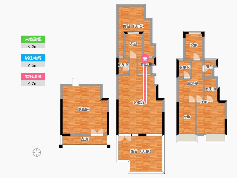 河南省-郑州市-正弘新城洋房雍槿户型206m²-165.01-户型库-动静线