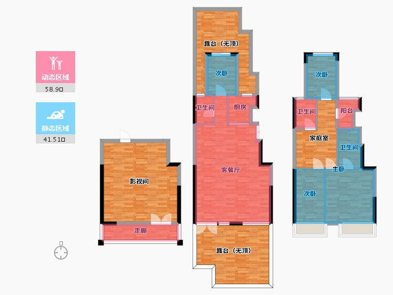 河南省-郑州市-正弘新城洋房雍槿户型206m²-165.01-户型库-动静分区