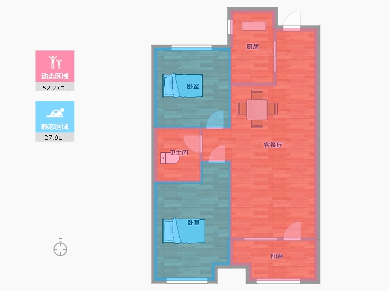 山东省-青岛市-青岛海洋活力区22地块13号楼91m²-73.00-户型库-动静分区