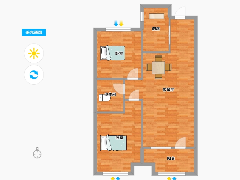 山东省-青岛市-青岛海洋活力区22地块13号楼91m²-73.00-户型库-采光通风