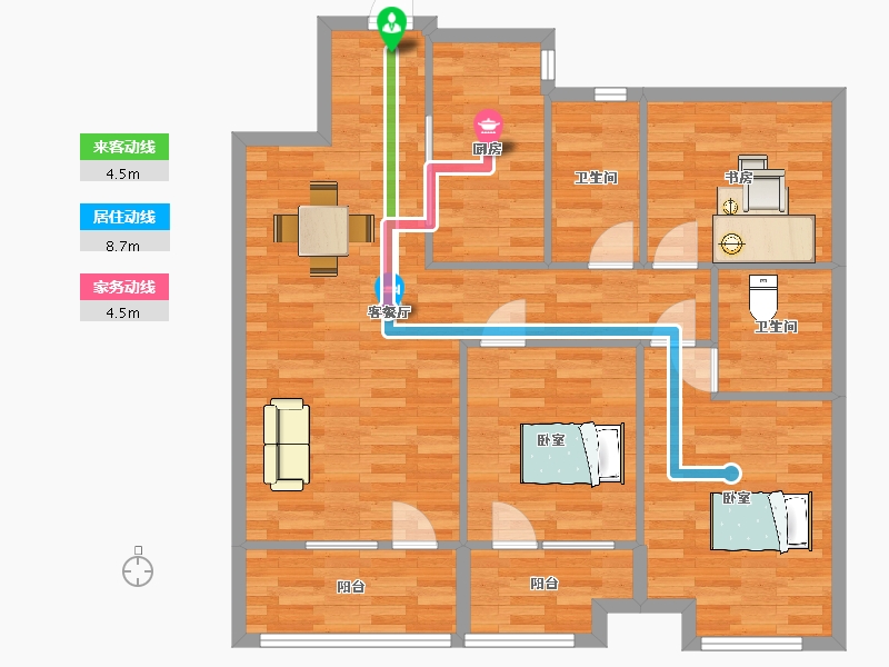 山东省-青岛市-青岛海洋活力区融创中心24地块6号楼C118m²-93.98-户型库-动静线