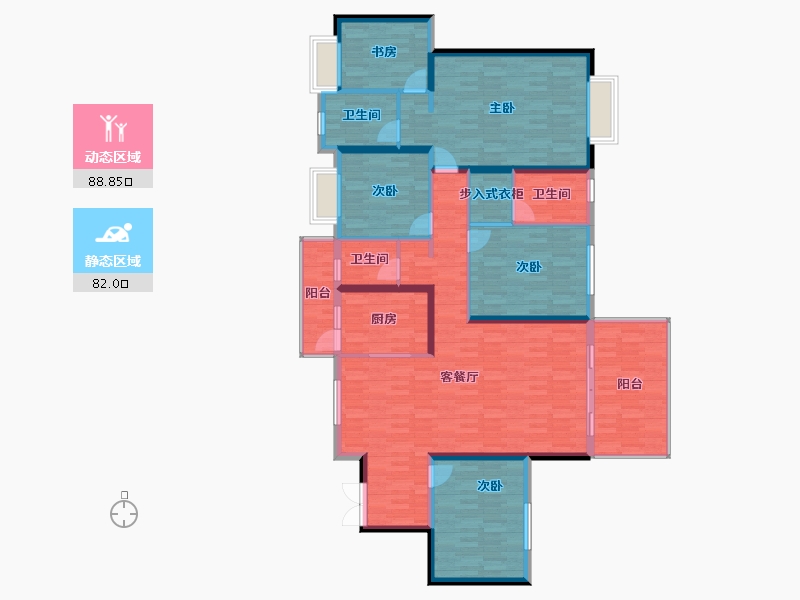 湖南省-长沙市-江山帝景-155.02-户型库-动静分区