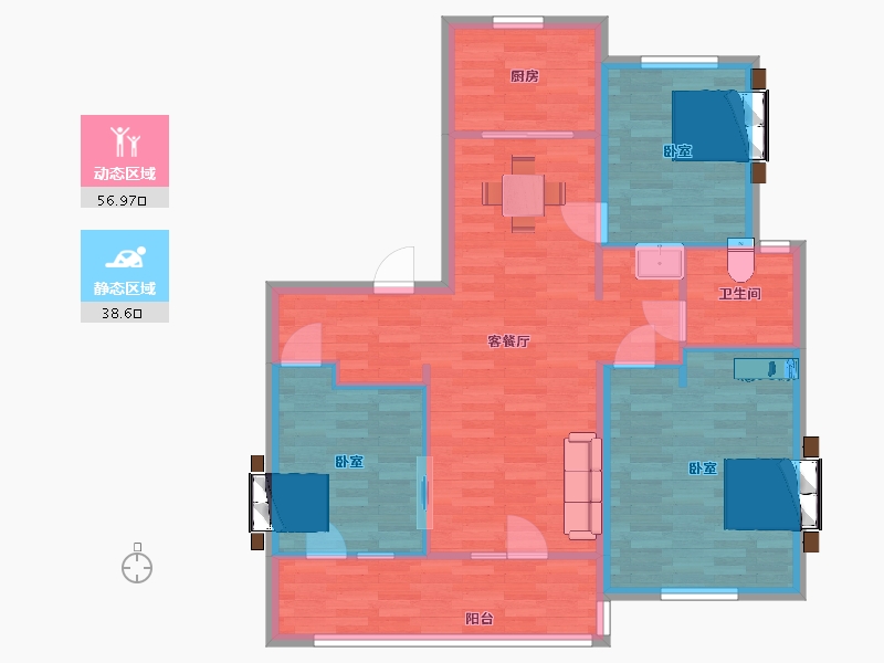 山东省-青岛市-银盛泰博观星海三期4号楼C108m²-86.41-户型库-动静分区