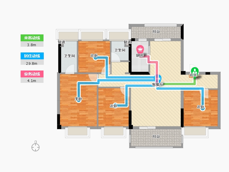 贵州省-贵阳市-碧桂园中铁天麓1号-110.11-户型库-动静线