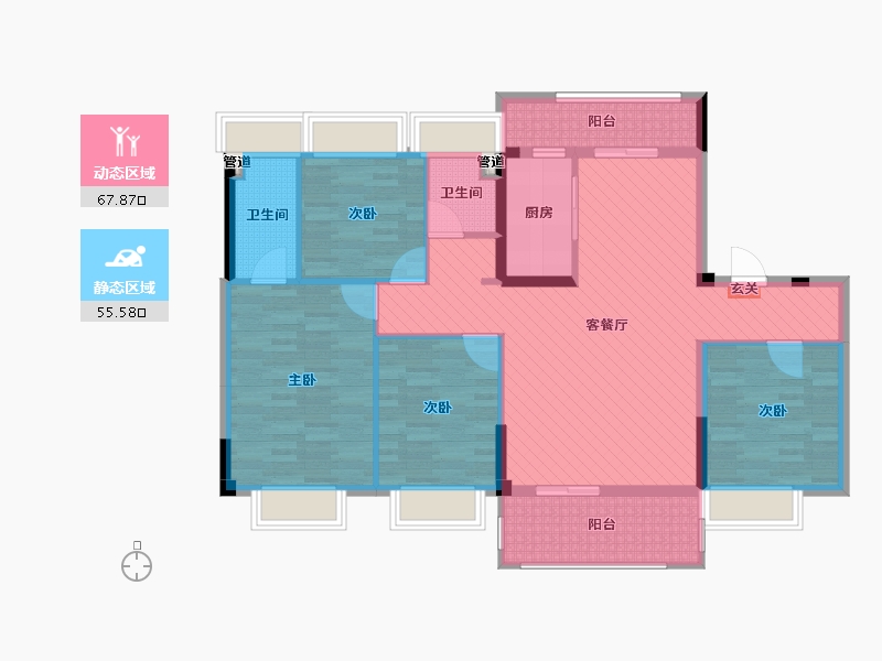 贵州省-贵阳市-碧桂园中铁天麓1号-110.11-户型库-动静分区