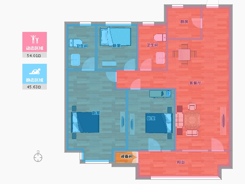 山东省-青岛市-卓越维港6，8，7号楼A115m²-92.00-户型库-动静分区