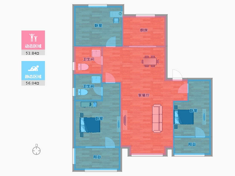 山东省-青岛市-珠山秀谷御墅藏贤155号楼125m²-100.59-户型库-动静分区